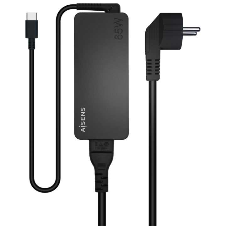 AISENS 65W PD3.0 1XUSB-C 1.8M Charger, Black