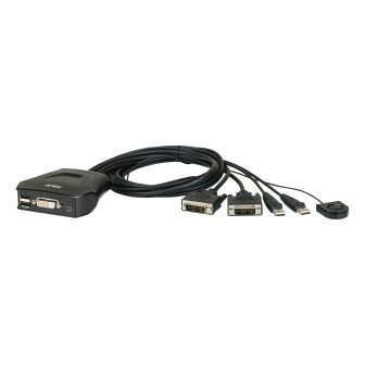 ATEN Switch KVM formato cable DVI USB de 2 puertos con selector…
