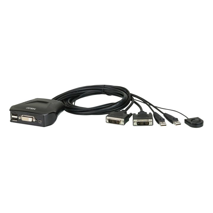 ATEN Switch KVM formato cabo DVI USB de 2 portas com seletor remoto…