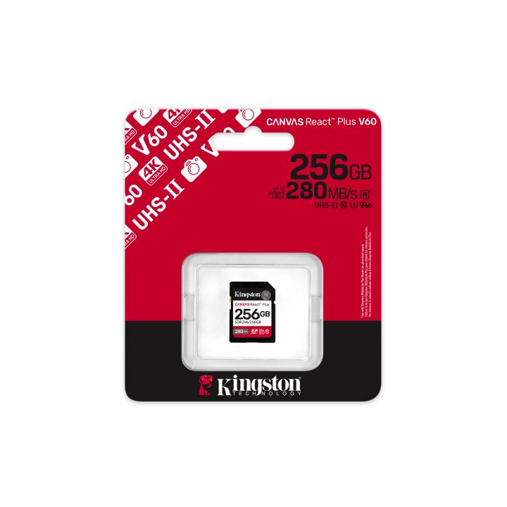 Kingston Technology 256GB Canvas React Plus SDXC UHS-II 280R/150W U3…