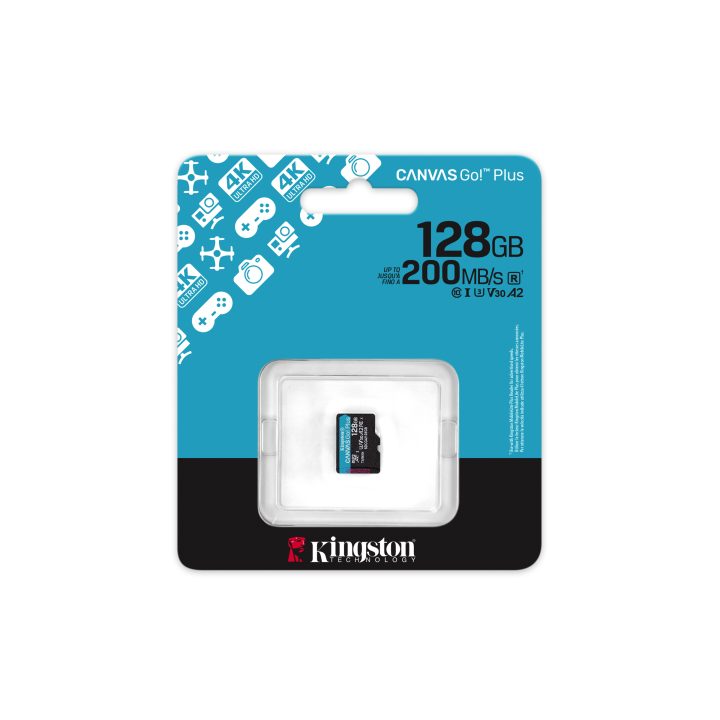 Kingston Technology 128GB microSDXC Canvas Go Plus Gen4 200R A2 U3…