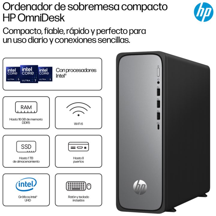 HP S03-0019NS I5-14400 512GB 8GB FREEDOS DDR5-SDRAM SSD Desktop PC…
