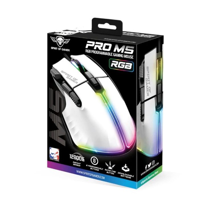 Spirit of Gamer Rato Souris Pro M5 Branco (S-PM5RGBWT)