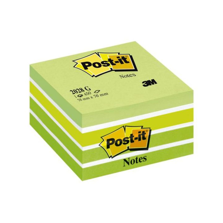 Cubo 450 folhas notas adesivas 76X76MM cores sortidas verdes 2028-gn…