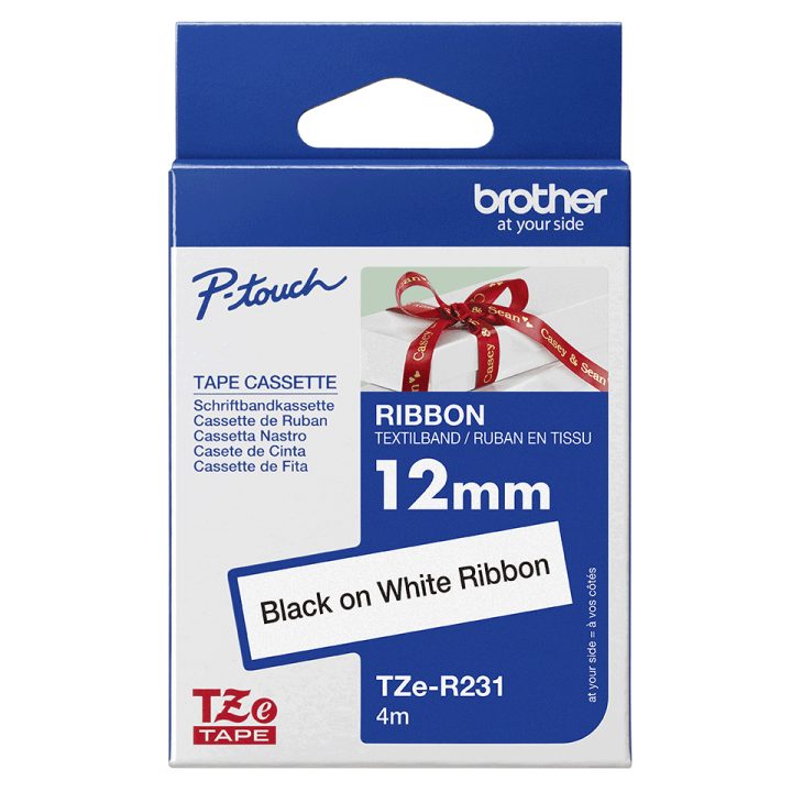 Brother TZE-R231 fita para impressora de etiquetas Preto sobre branco