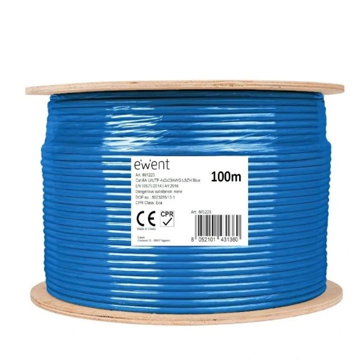 Ewent IM1223 cable de red Azul 100 m Cat6a U/UTP (UTP) Alrededor