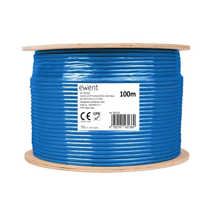 Ewent IM1223 cabo de rede Azul 100 m Cat6a U/UTP (UTP) Alrededor