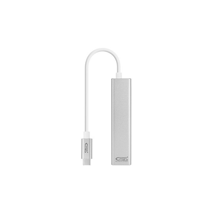 Nanocable USB-C to Gigabit Ethernet + 3xUSB 3.0 Converter, Silver, 15…