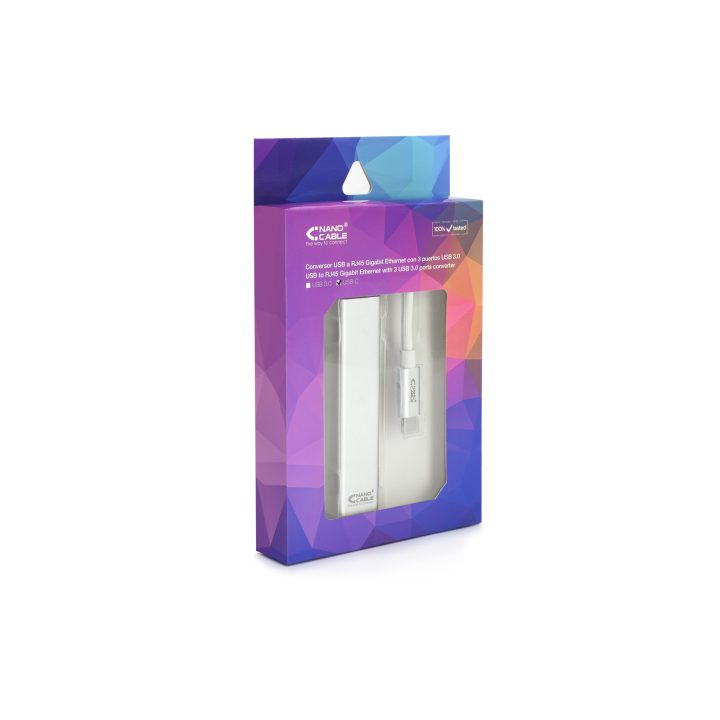 Nanocable Conversor USB-C para Ethernet Gigabit + 3xUSB 3.0…