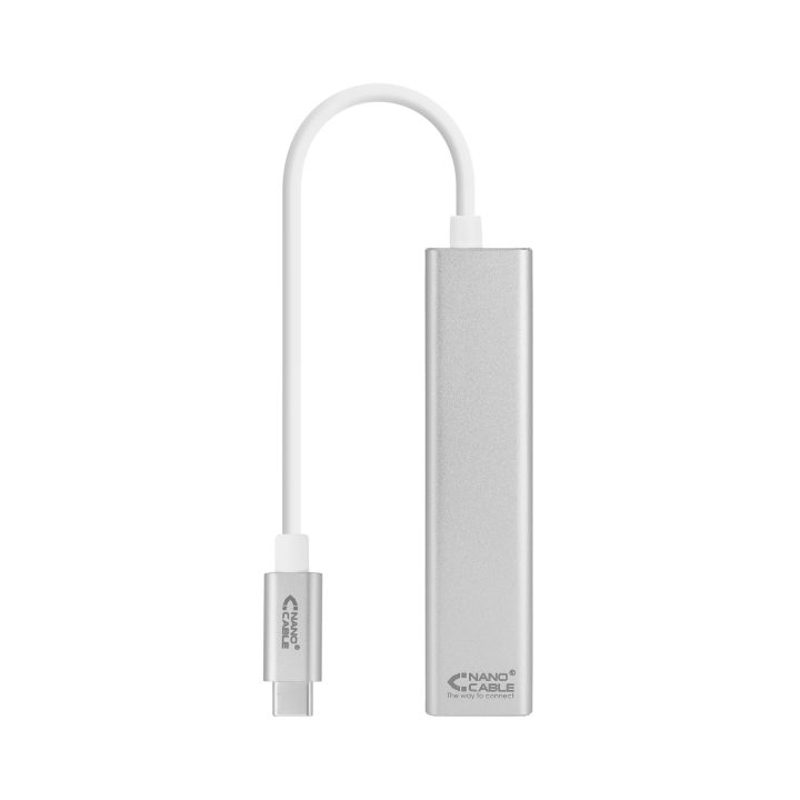 Nanocable USB-C to Gigabit Ethernet + 3xUSB 3.0 Converter, Silver, 15…
