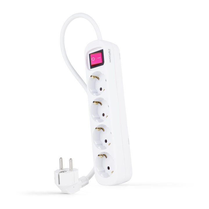 Nanocable Régua de tomadas de 4 entradas com interruptor, 1,4 metros…