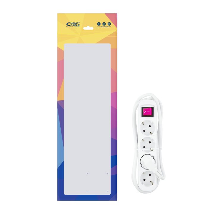 Nanocable 4-Outlet Power Strip with Switch, 1.4 meters White