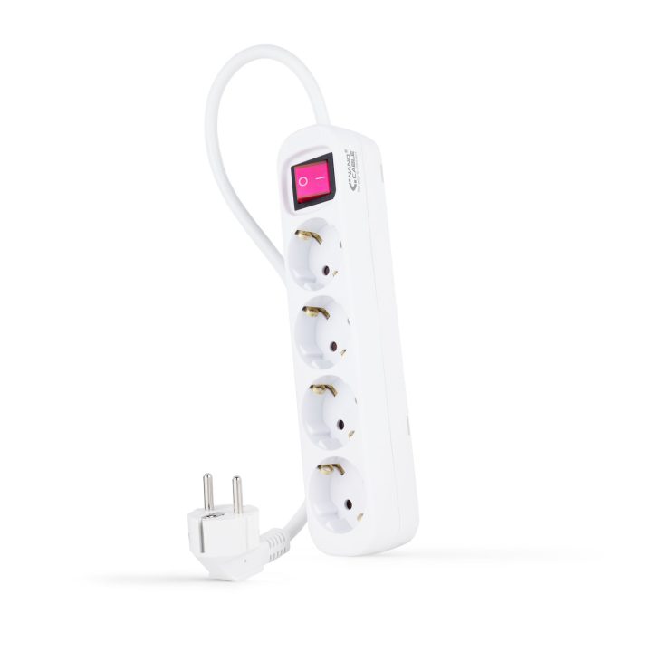 Nanocable 4-Outlet Power Strip with Switch, 1.4 meters White