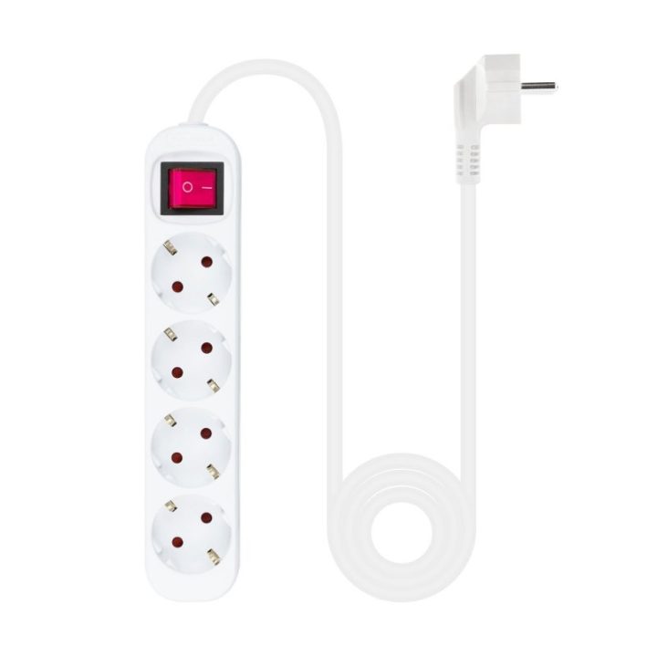 Nanocable 4-Outlet Power Strip with Switch, 1.4 meters White
