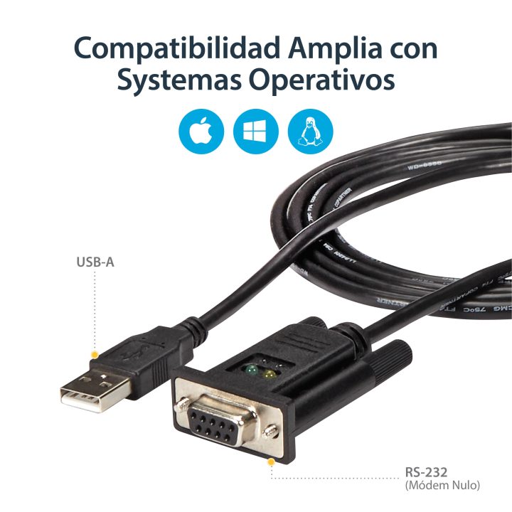 StarTech.com Cable USB a Módem Nulo Serie FTDI de 1,8m - Adaptador…