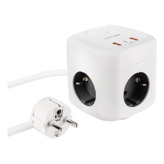 Nanocable Base de 3 enchufes con 3 USB (2 USB-A + 1 USB-C), GaN +…