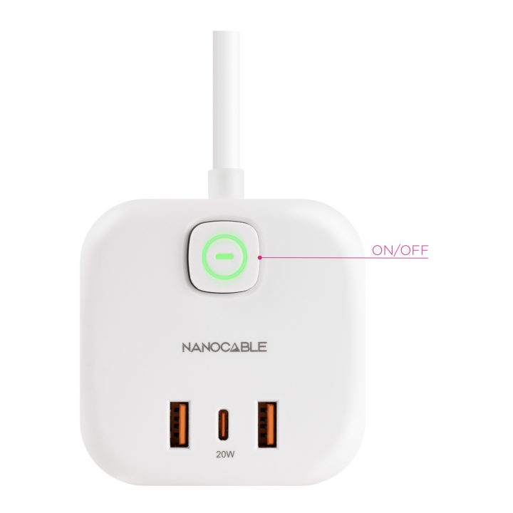 Nanocable 3-Outlet Power Strip with 3 USB Ports (2 USB-A + 1 USB-C)…