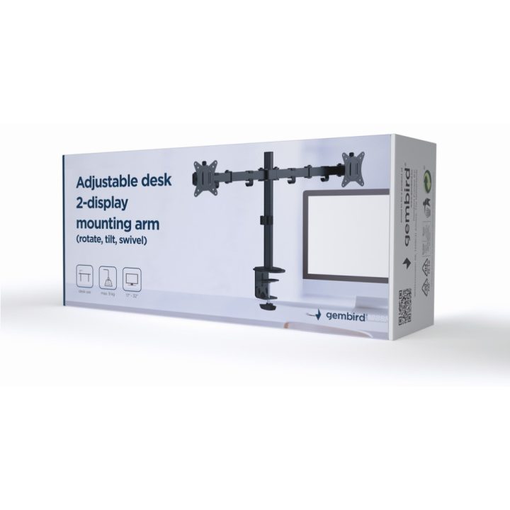 Gembird MA-D2-01 soporte para monitor 32" Escritorio Negro