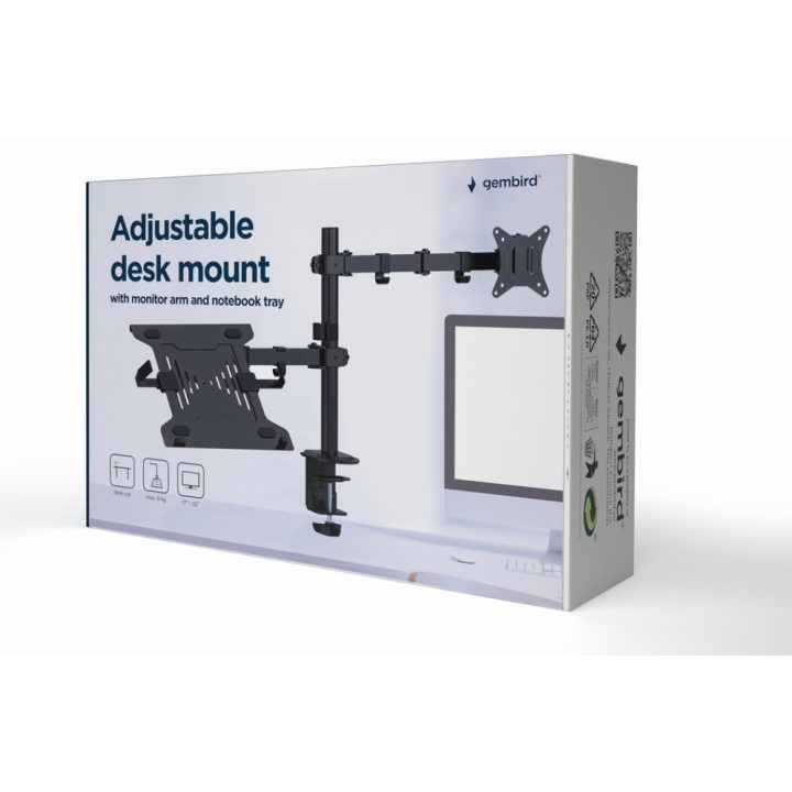 Gembird MA-DA-03 suporte para monitor 32" Secretária Preto