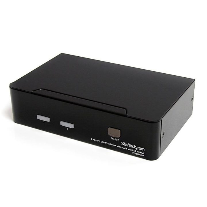 StarTech.com Comutador Switch KVM - 2 portas USB 2.0 - Áudio Vídeo DVI