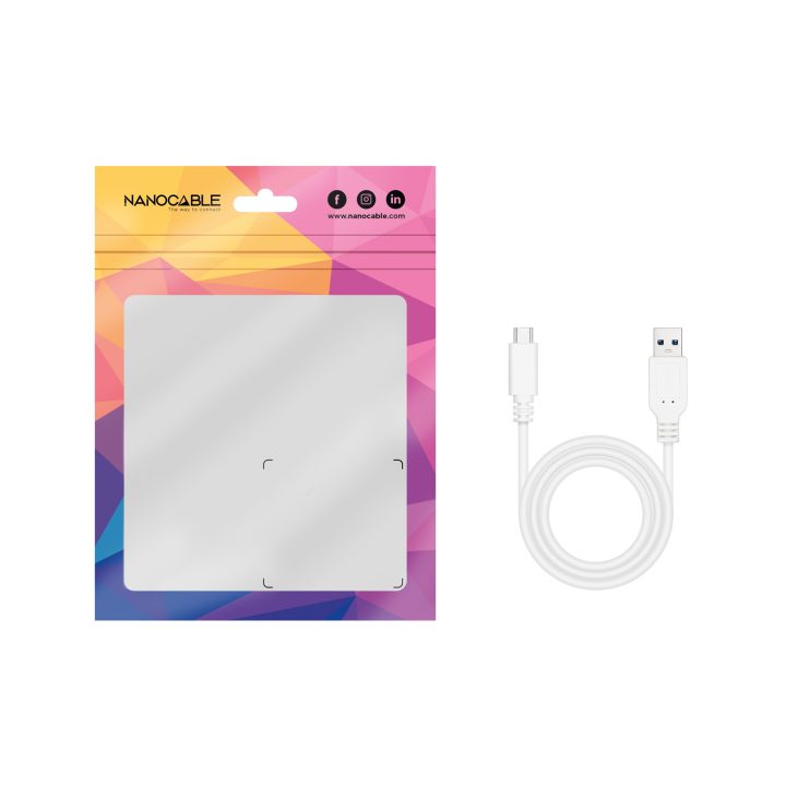 Nanocable USB 3.1 Gen2 10 Gbps 3A Cable, USB-C/M-A/M, White, 2 m