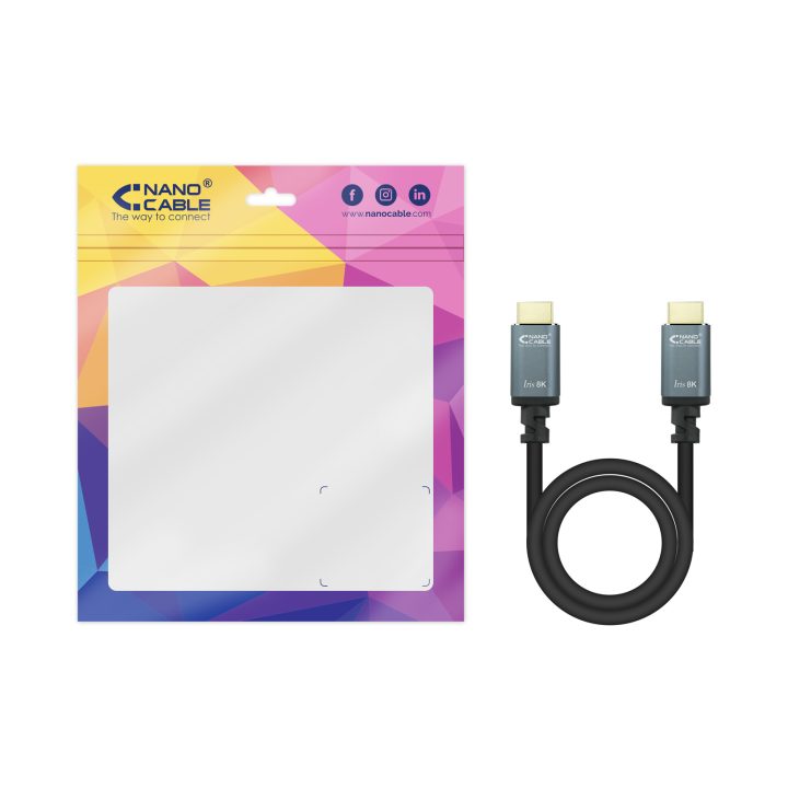 Nanocable Cabo HDMI 2.1 IRIS 8K A/M-A/M, Preto, 5 Metros