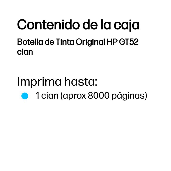 HP Botella de Tinta Original GT52 cian
