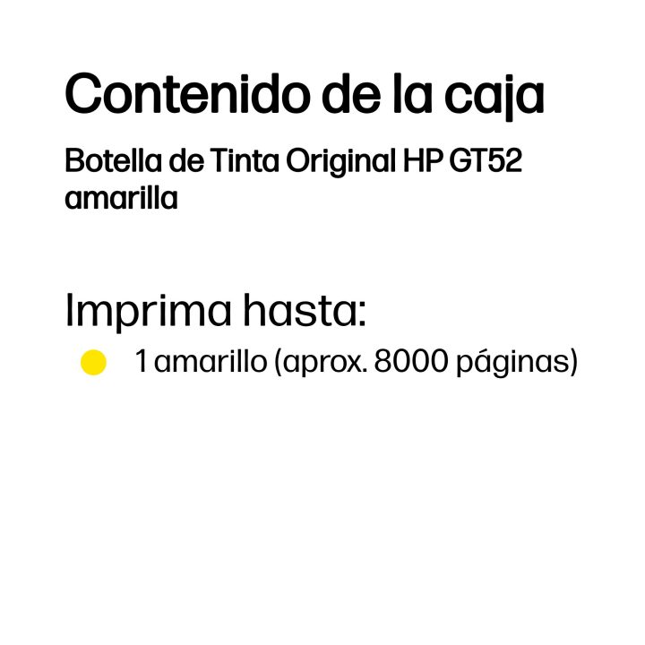 HP Original GT52 Yellow Ink Bottle