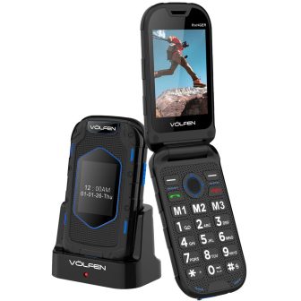 Volfen Ranger Flip Phone Blue Charging Dock