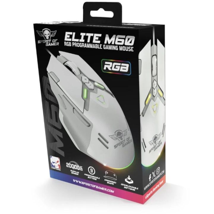 Spirit of Gamer Elite M60 White RGB Mouse (S-EM60WT)