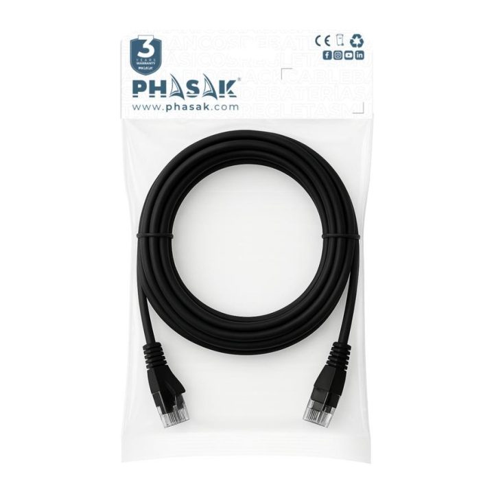 Phasak Round Patch Cable RJ45 UTP CAT6 2m Black phk 1802