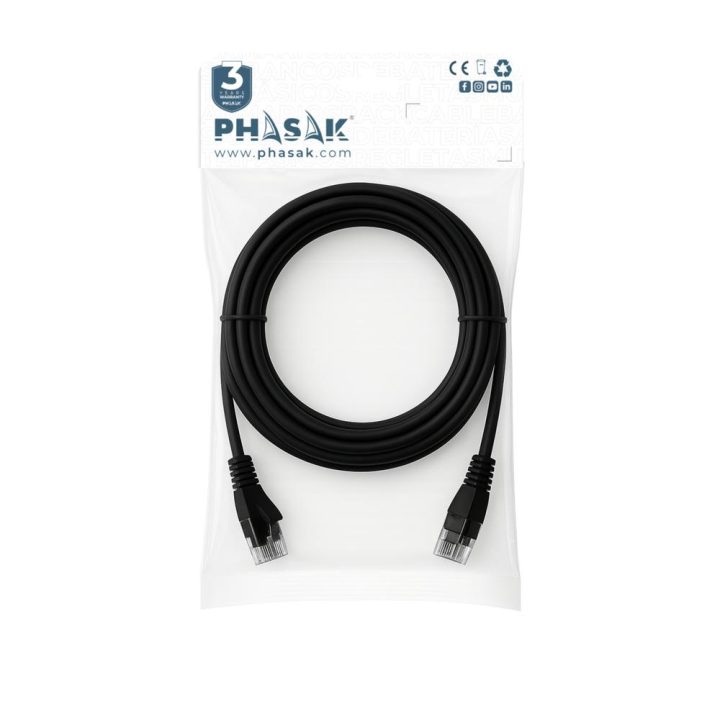Phasak Round Patch Cable RJ45 UTP CAT6 2m Black phk 1802