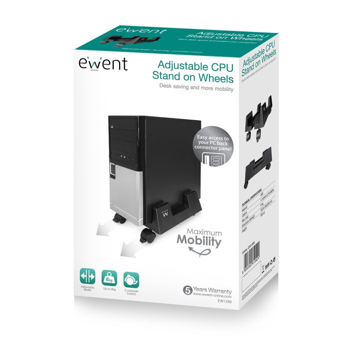 Ewent EW1290 soporte de CPU Carro para equipo informático Negro
