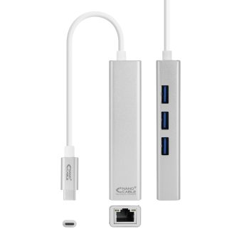 Nanocable Conversor USB-C para Ethernet Gigabit + 3xUSB 3.0…