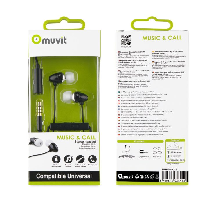 Muvit MUHPH0016 Black Headphones