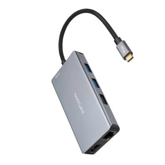 Nanocable HUB USB-C 9-in-1, USB-C to 3 x USB-A + 2 x HDMI + RJ45 + TF…