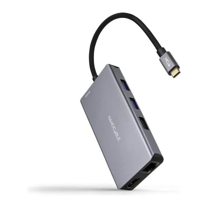 Nanocable HUB USB-C 9-in-1, USB-C to 3 x USB-A + 2 x HDMI + RJ45 + TF…