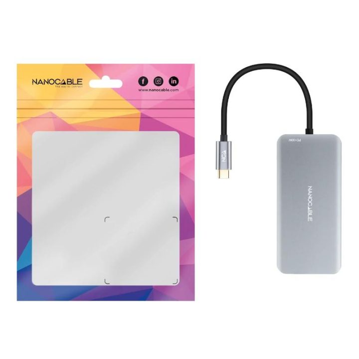 Nanocable HUB USB-C 9-in-1, USB-C to 3 x USB-A + 2 x HDMI + RJ45 + TF…