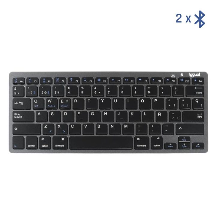 iggual Bluetooth Slim TKL-BT Keyboard Black 2 Channel