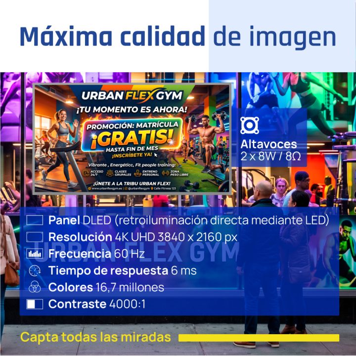 iggual Pantalla señalización 4K 43" Alto Brillo