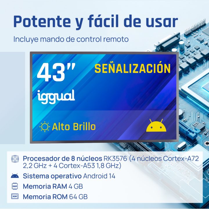 iggual Pantalla señalización 4K 43" Alto Brillo