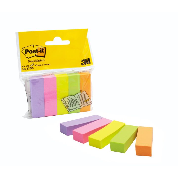 3M 670-5 nota autoadesiva Retângulo Multicolor 100 folhas Autoadesivo