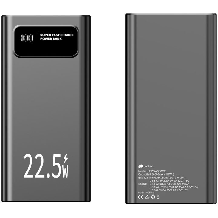 Leotec digital lifestyle Powerbank Leotec 30000mAh negro (LEPOW30W22K)