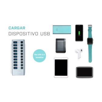 i-tec USB 3.0 Charging HUB 10 portas + Adaptador de Alimentação 48 W