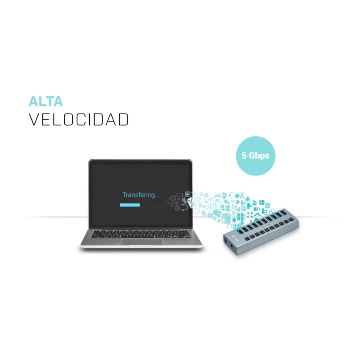 i-tec USB 3.0 Charging HUB 10 portas + Adaptador de Alimentação 48 W