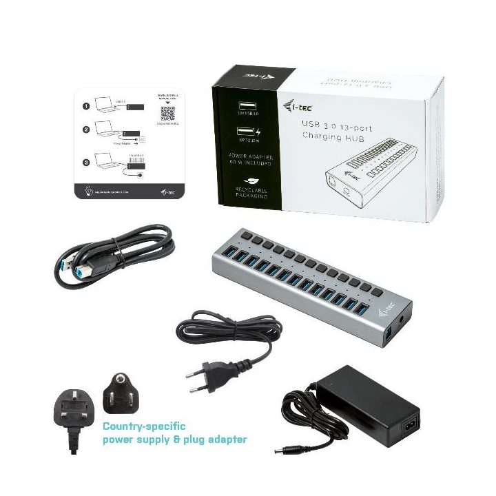 i-tec USB 3.0 Charging HUB 13port + Power Adapter 60 W