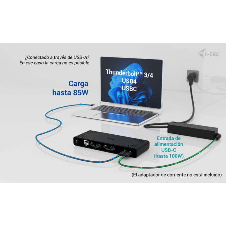 i-tec Universal Dual 4K Display Docking Station + Power Delivery 85W