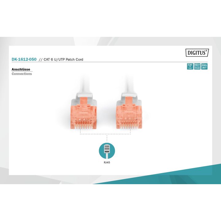 Digitus DK-1612-050 cabo de rede Cinzento 5 m Cat6 U/UTP (UTP)