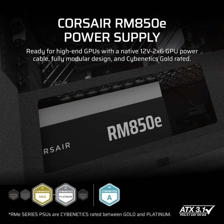 Fonte de alimentação Corsair RM850E (2025) 80+ gold full modular ATX…