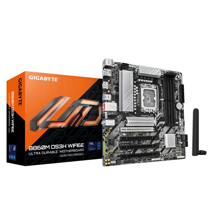 GIGABYTE B860M DS3H WIFI6E Motherboard - CPUs Intel Core Ultra, VRM…